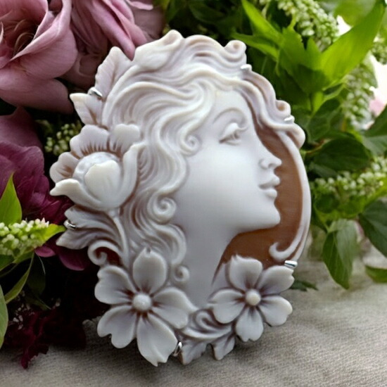 楽天市場】カメオ 花と春と豊穣を司る女神フローラ 立体的な正面顔の