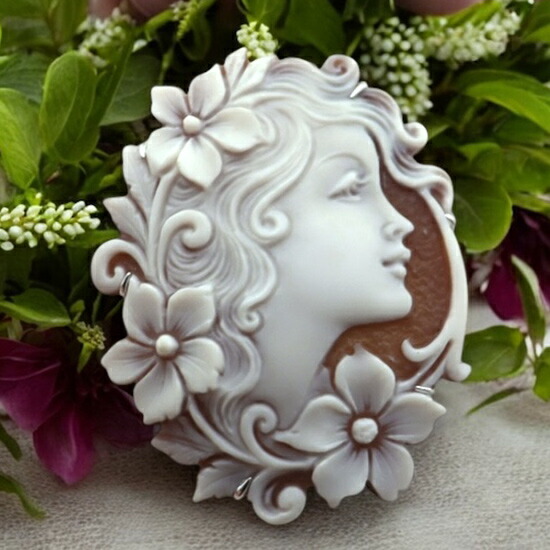 楽天市場】カメオ 女性人物像 繊細＆立体的な彫刻 イタリアの彫刻家