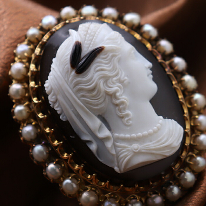 １８K カメオ アンティーク大きいブローチ 楽天市場】アンティークカメオ 太陽神アポロン Apollo カメオ