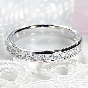 Pt900 ダイヤモンド エタニティ リング【0.7ct】【H-SIクラス】上品　人気 指輪 リング プラチナ ダイヤ　ハーフエタニティリング ダイア ４月誕生石 送料無料 品質保証書 フチあり ギフト 贈り物 レール留め ダイヤ リング｜ジュエリービビッド