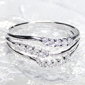 Pt950 【0.30ct】3連 ダイヤモンド リング上品 おしゃれ プラチナ ダイヤ ダイヤモンドリング ウェーブ 4月誕生石 送料無料 品質保証書付 幅広 エタニティ|ジュエリービビッド