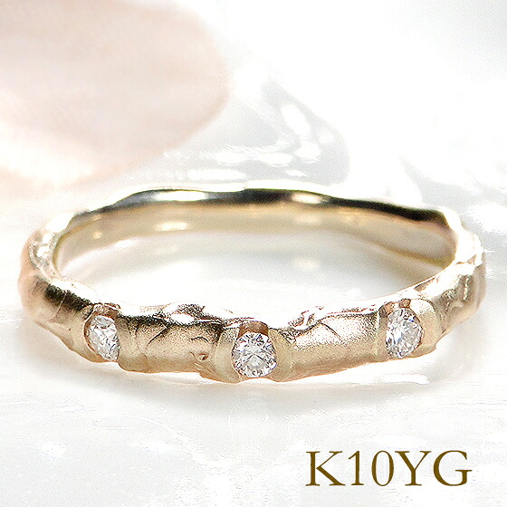 K10YG/WG/PG【0.1ct】アンティーク テクスチャー ダイヤモンド リング 人気 可愛い ジュエリー レディース 10k ピンキーリング 大きいサイズ ダイヤリング 3粒 3石 マット ホーニング 普段用 ゴールドリング １０金 送料無料 品質保証書 プレゼント ギフト