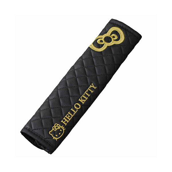 セイワ ハローキティ B&G シートベルトパッド ブラック×ゴールド キルティング柄 クッション素材 車載 KT513画像