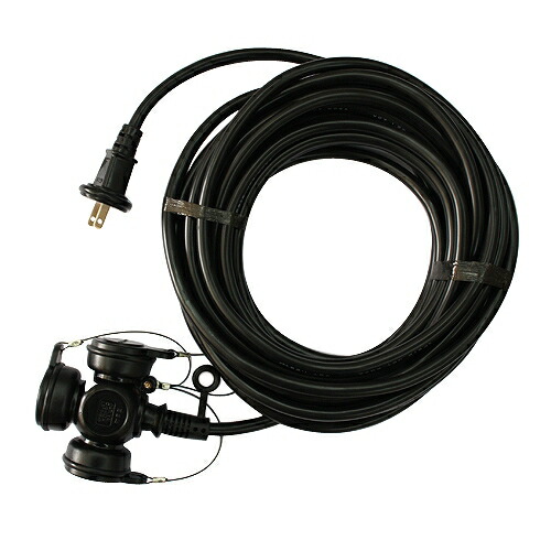 防雨三口延長コード15A10 KRT615-10 クロ KOWA 48615 DIY 工具 電動工具 コードリール 延長コード