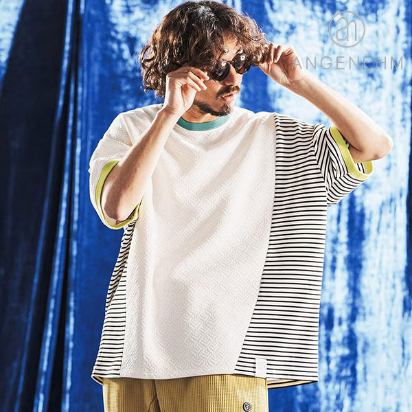 2026 春夏 先行予約 4月下旬～5月上旬入荷予定 ANGENEHM アンゲネーム Border × Jacquard Switch ＆ Trim Rib Design T-shirt メンズ Tシャツ 送料無料 キャンセル不可