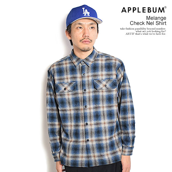 APPLEBUM アップルバム Melange Check Nel Shirt メンズ シャツ チェックシャツ ネルシャツ 送料無料 ストリート
