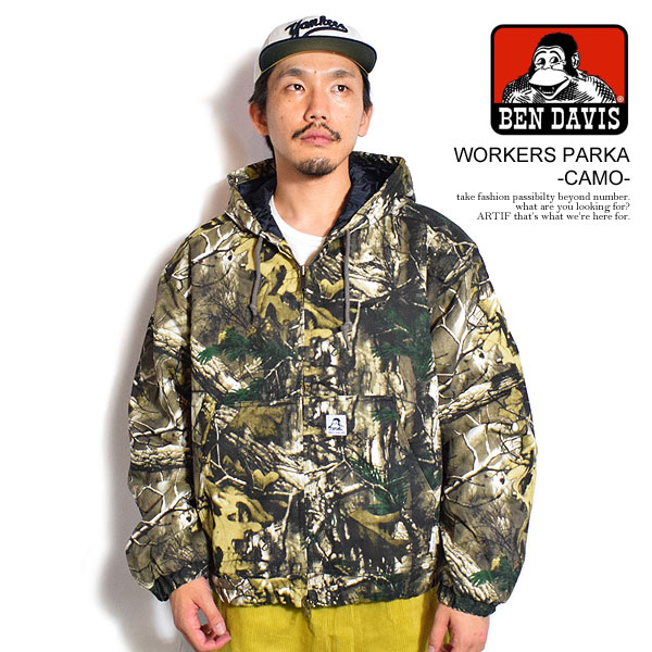 20％OFF SALE セール BEN DAVIS ベンデイビス WORKERS PARKA -CAMO- メンズ ジャケット ワークジャケット フードジャケット ジップパーカー 送料無料 ストリート｜ＡＲＴＩＦ
