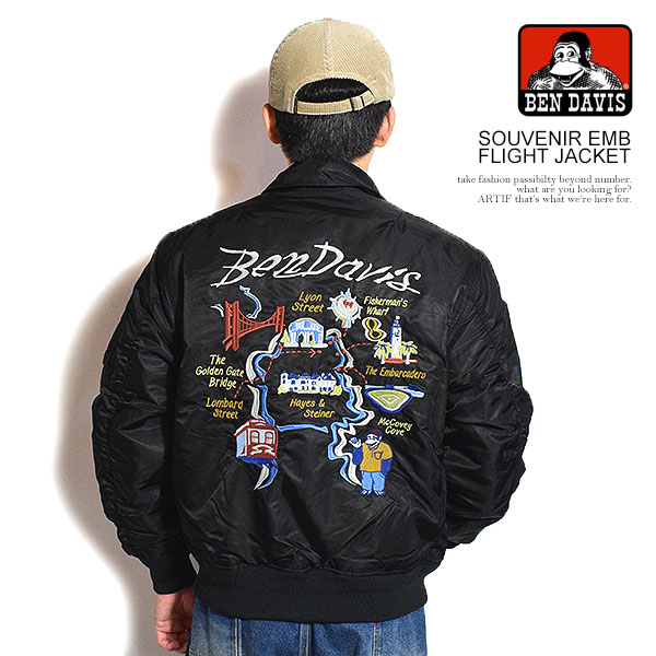 BEN DAVIS ベンデイビス SOUVENIR EMB FLIGHT JACKET メンズ ジャケット フライトジャケット スーベニア 送料無料 ストリート｜ＡＲＴＩＦ