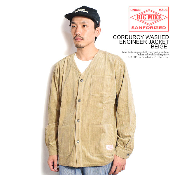 BIG MIKE ビッグマイク CORDUROY WASHED ENGINEER JACKET -BEIGE- メンズ ジャケット エンジニアジャケット コーデュロイ ワークジャケット 送料無料 ストリート