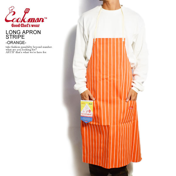 楽天市場 Cookman クックマン Long Apron Stripe Orange メンズ エプロン ロングエプロン ストリート おしゃれ かっこいい カジュアル ファッション Cookman ａｒｔｉｆ