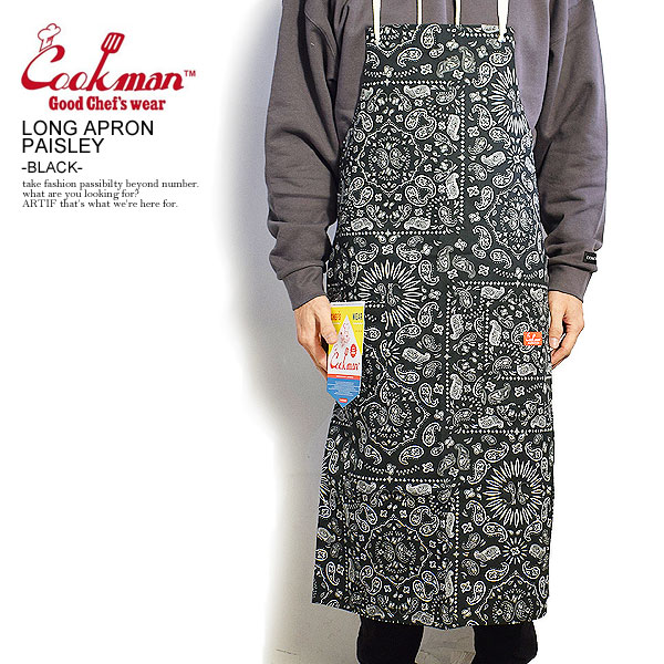 楽天市場 Cookman クックマン Long Apron Paisley Black メンズ エプロン ロングエプロン ストリート おしゃれ かっこいい カジュアル ファッション Cookman ａｒｔｉｆ