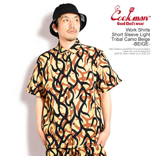 COOKMAN クックマン Work Shirts Short Sleeve Light Tribal Camo Beige -BEIGE- メンズ シャツ 半袖 ワークシャツ アメリカ 西海岸 シェフウェア 送料無料 ストリート 7,538円