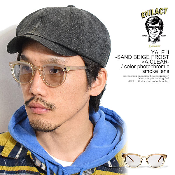 EVILACT EYEWEAR イーブルアクト アイウェア YALE II -SAND BEIGE FROST×A.CLEAR- / color photochromic smoke lens メンズ サングラス バイカーシェード 調光レンズ 送料無料 ストリート 13,860円