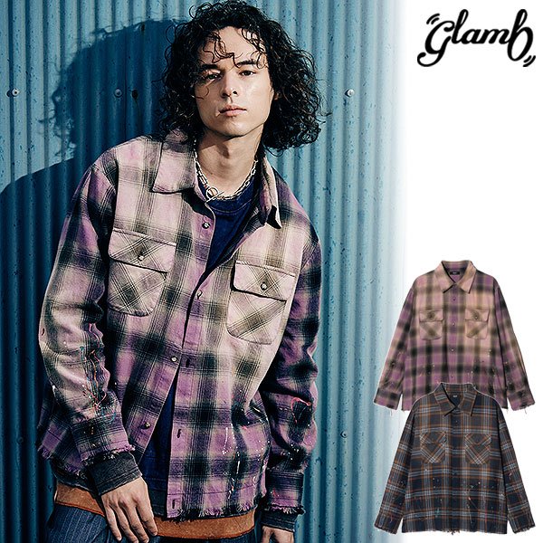 2026 秋 先行予約 8月上旬～中旬入荷予定 glamb グラム Paint Splash Check Shirt ペイントスプラッシュチェックシャツ 送料無料 キャンセル不可｜ＡＲＴＩＦ 21,087円
