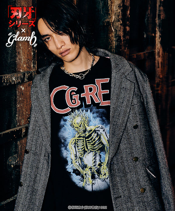 glamb&times;『刃牙』シリーズ glamb グラム Yujiro Lightning Cutsew ユウジロウライトニングカットソー メンズ Tシャツ コラボ 送料無料｜ＡＲＴＩＦ