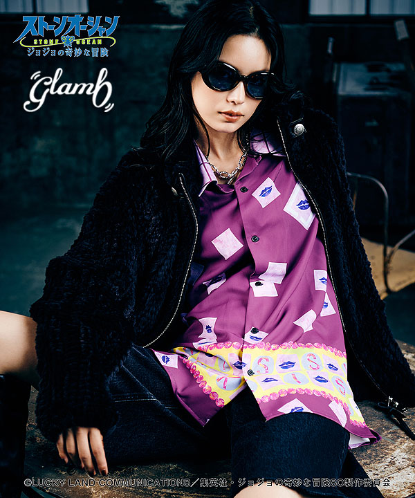 glamb×ジョジョの奇妙な冒険 ストーンオーシャン glamb グラム E・Costello’s Stand Shirt メンズ シャツ コラボ 送料無料