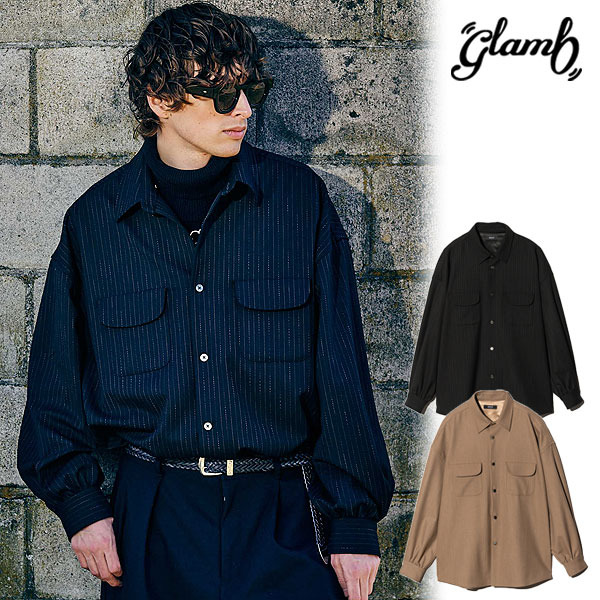 2025 秋 先行予約 8月下旬～9月上旬入荷予定 glamb グラム Suit Fabric Work Shirt スーツファブリック ワークシャツ 送料無料 キャンセル不可