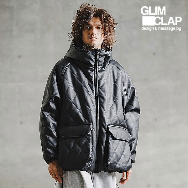 2026 秋冬 1st 先行予約 11月下旬～12月上旬入荷予定 GLIMCLAP グリムクラップ Synthetic Leather Zip-Up Hoodie - Diamond Quilted Edition メンズ ジャケット 送料無料 キャンセル不可｜ＡＲＴＩＦ