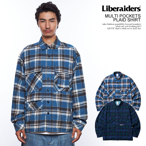 30％OFF SALE セール Liberaiders リベレイダース MULTI POCKETS PLAID SHIRT メンズ シャツ 長袖 チェックシャツ ネルシャツ 送料無料 ストリート 16,170円