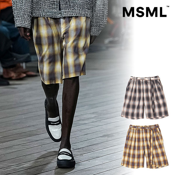 2026 春夏 先行予約 4月上旬~中旬入荷予定 MSML エムエスエムエル OMBRE CHECK BELTED WIDE HALF PANTS ショートパンツ 送料無料 キャンセル不可|ARTIF
