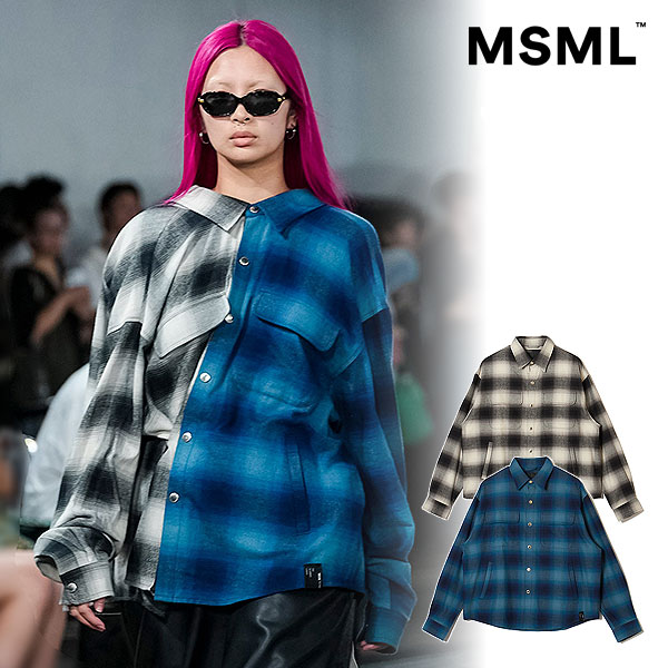 2026 春夏 メーカー取り寄せ対応 MSML エムエスエムエル OMBRE CHECK SNAP BOTTON SHIRT シャツ 送料無料 キャンセル不可|ARTIF
