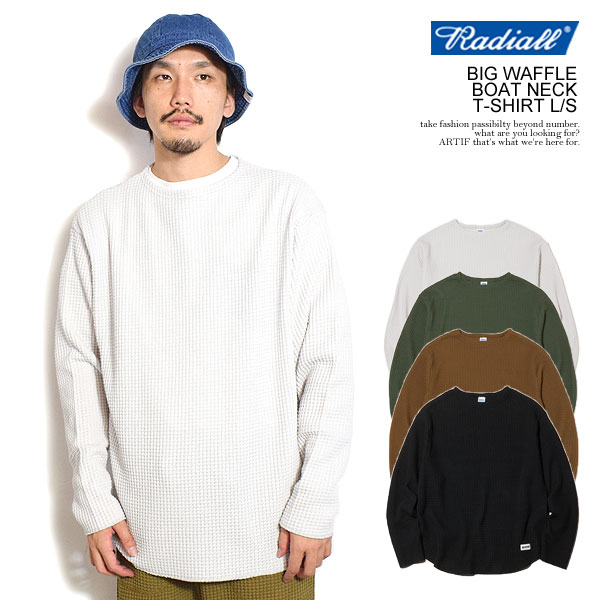 40％OFF SALE セール RADIALL ラディアル BIG WAFFLE - BOAT NECK T-SHIRT L/S radiall メンズ Tシャツ 長袖 ワッフル生地 送料無料 ストリート｜ＡＲＴＩＦ