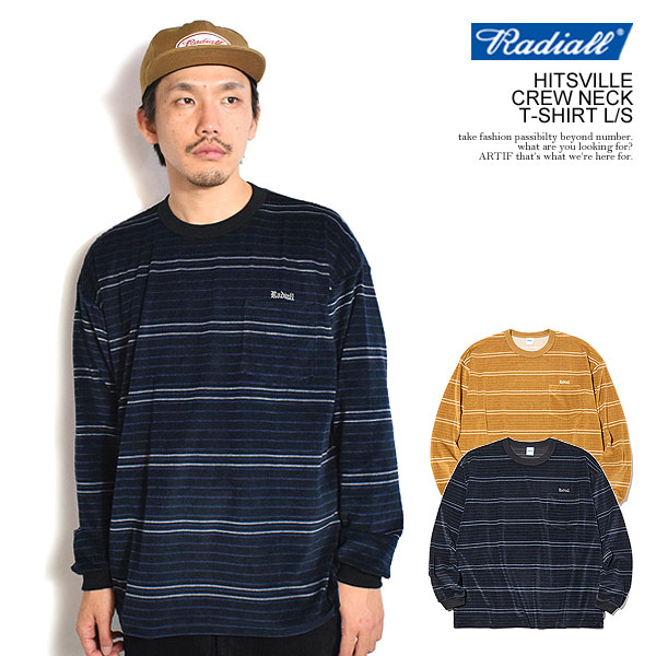 30％OFF SALE セール RADIALL ラディアル HITSVILLE - CREW NECK T-SHIRT L/S radiall メンズ Tシャツ 長袖 ロンT ベロア ボーダーTシャツ 送料無料 ストリート