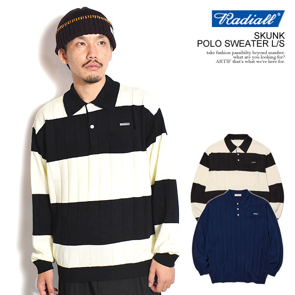 30％OFF SALE セール RADIALL ラディアル SKUNK - POLO SWEATER L/S radiall メンズ ポロシャツ 長袖 ニットポロ ボーダー 送料無料 ストリート
