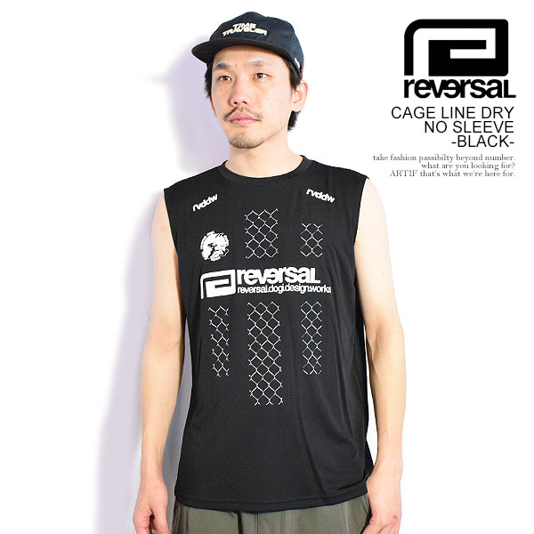 reversal リバーサル CAGE LINE DRY NO SLEEVE -BLACK- メンズ Tシャツ ノースリーブ ドライTシャツ 吸水速乾 rvddw 送料無料 ストリート