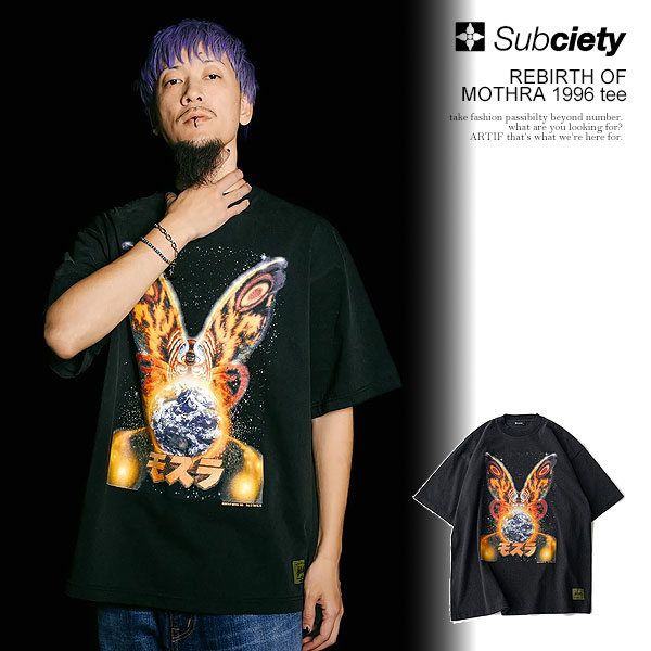 10％OFF SALE セール 「ゴジラ」 &times; SUBCIETY サブサエティ REBIRTH OF MOTHRA 1996 tee メンズ Tシャツ 半袖 GODZILLA コラボ 送料無料 ストリート｜ＡＲＴＩＦ