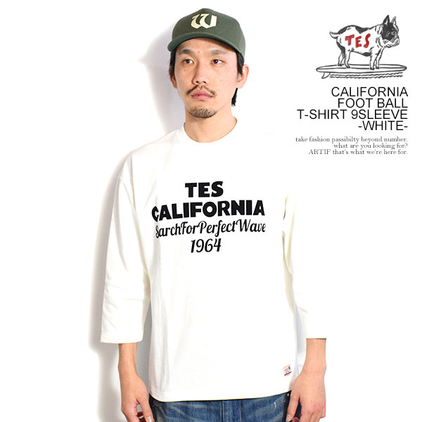 The Endless Summer エンドレスサマー TES CALIFORNIA FOOT BALL T-SHIRT 9SLEEVE -WHITE- メンズ Tシャツ 9分袖 フットボールTシャツ TES USコットン 送料無料 ストリート