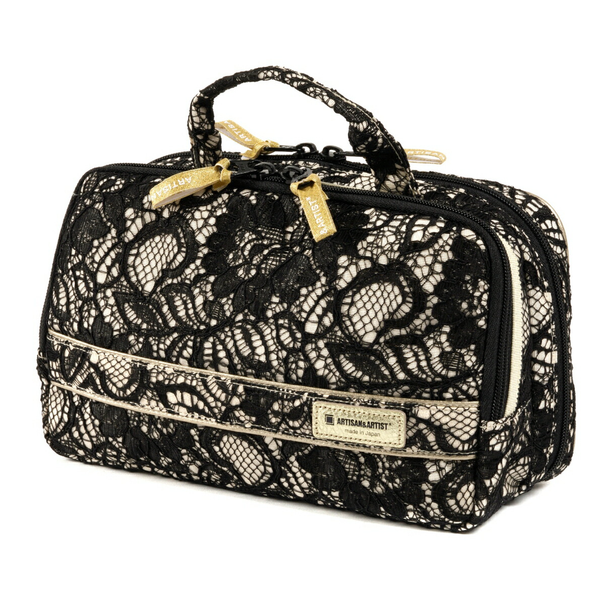 大きめサイズのスロープシェイプ・ポーチ クラシック・モノトーン Classic Monotone ブラック 2WP-CM120 ARTISANARTIST*