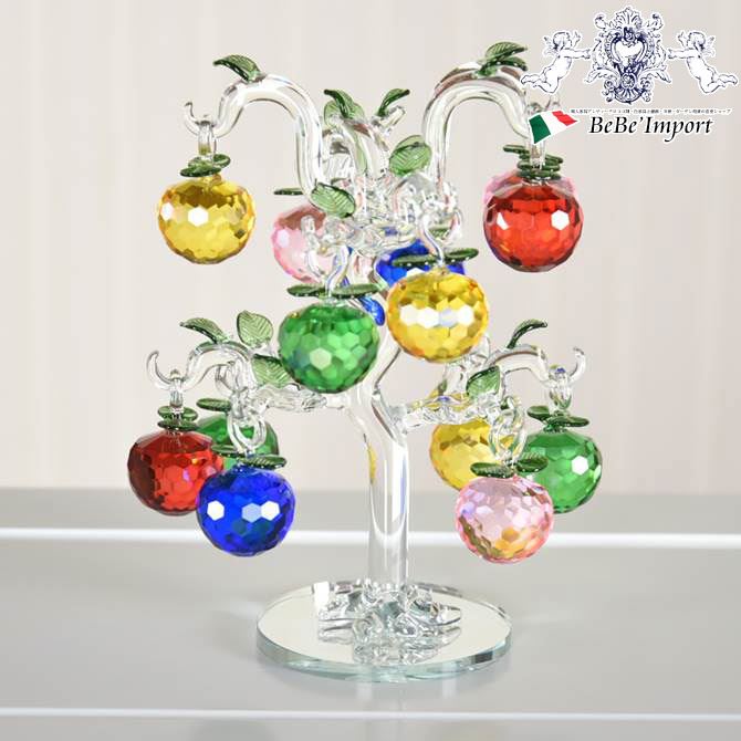 緑色 ガラス製 リンゴ型 オブジェ イタリア製 緑色 ガラス製 リンゴ型