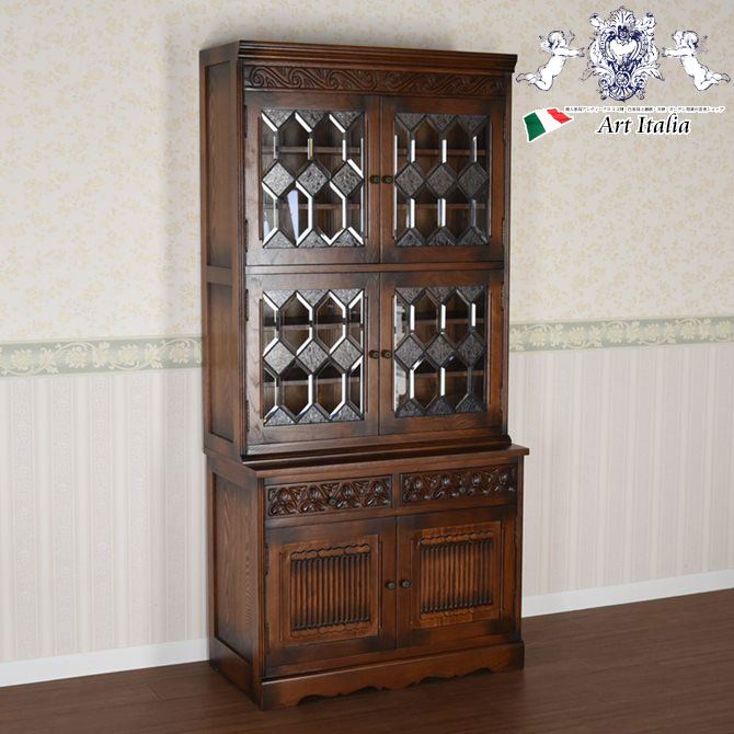 楽天市場】【開梱設置無料】 カップボード アンティーク 食器棚 幅