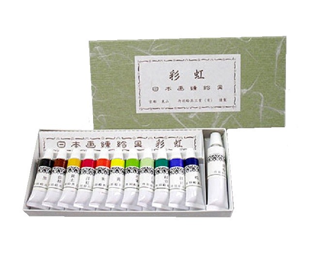 楽天市場】岩絵の具 A (赤箱) 12色セット 【 日本画 水墨画 絵具
