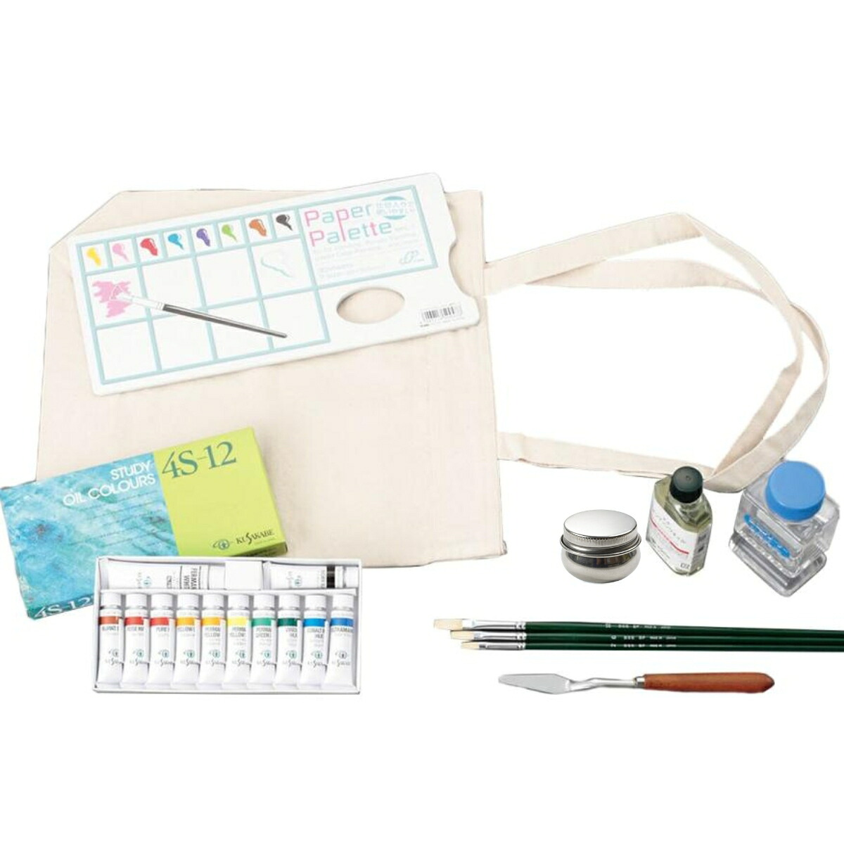＜当店オリジナル＞ 油絵の具 スケッチセット BK No.1 トートバッグ付 【 油彩画 油彩 えのぐ 絵具セット 油絵セット 絵の具セット カバン付 かばん付 】