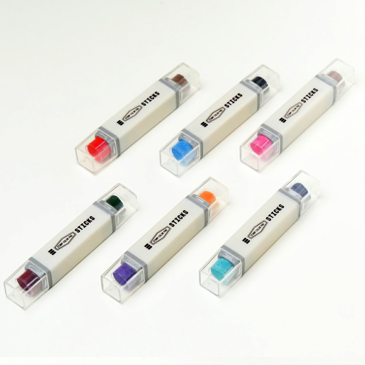 楽天市場 メール便可 スティックスタンプインク 2色 6本セット 12色 紙用 画材 ものづくりのアートロコ