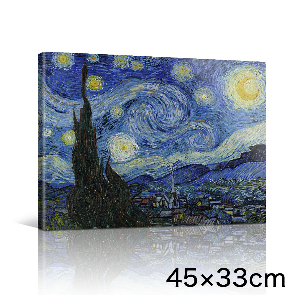 アートパネル アートボード ゴッホ 星月夜 45x33 A3 壁掛け 絵 インテリア 名画 モダンアート 油絵 絵画 有名画 おすすめ 人気 高級 かわいい おしゃれ ポスター 玄関 リビング 部屋 店舗 風景画 自然 花 空 海 モノトーン Lotno 02