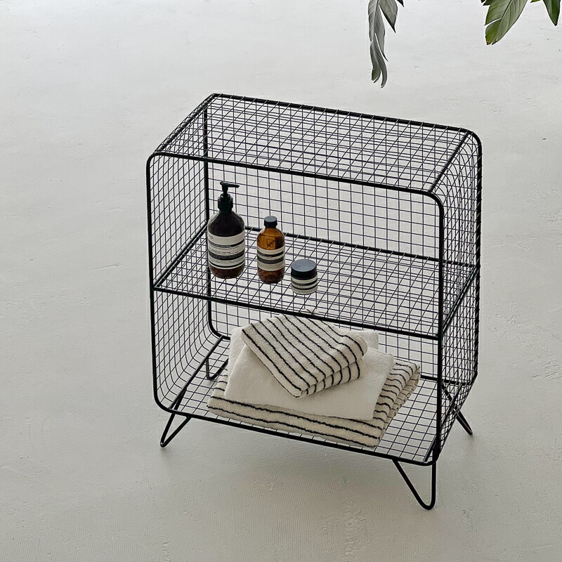 楽天市場】ブラック スタンド付き スチールメッシュ 3段ラック