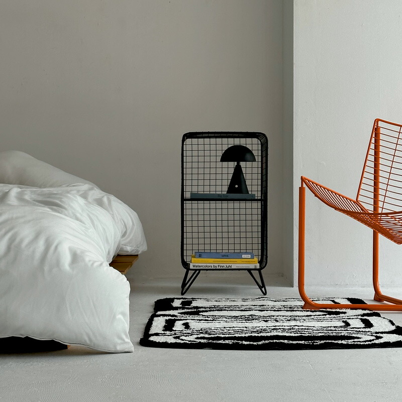 ブラック スタンド付き スチールメッシュ 2段ラック【ART OF BLACK】