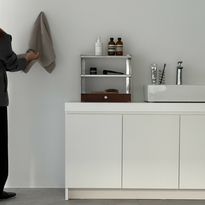 木製引き出し付き ステンレス製 ラック【ART OF BLACK】