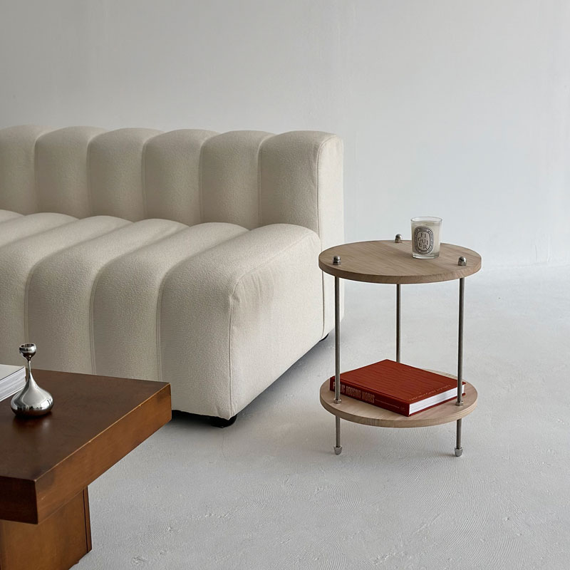 木製2段式サイドテーブル ハンドル付き　アンティーク 木製2段式サイドテーブル ハンドル付き アンティーク