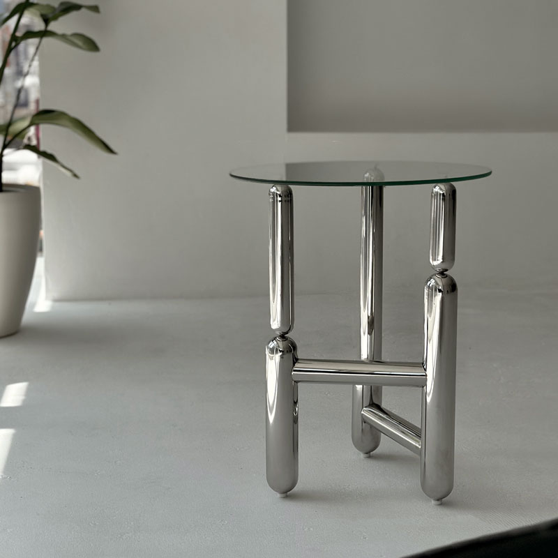 【ART OF BLACK】ステンレスラウンドガラスサイドテーブル ステンレス ラウンド ガラス サイドテーブル【ART OF BLACK】
