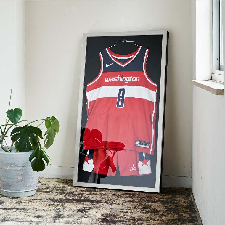 ユニフォームケース ユニフォーム額 額縁 バスケットボール 片面 UVアクリル ビター(布カラー：赤別珍) アルナ コレクションケース ユニフォーム額・バスケットボール用全面開閉式 大型送料別商品