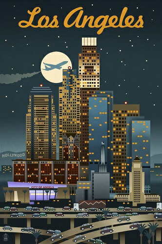 Lantern Press アートポスター Los Angeles ロサンゼルス 508 762mm おしゃれインテリアに 余白カット済みポスター Analysesdesequences Com