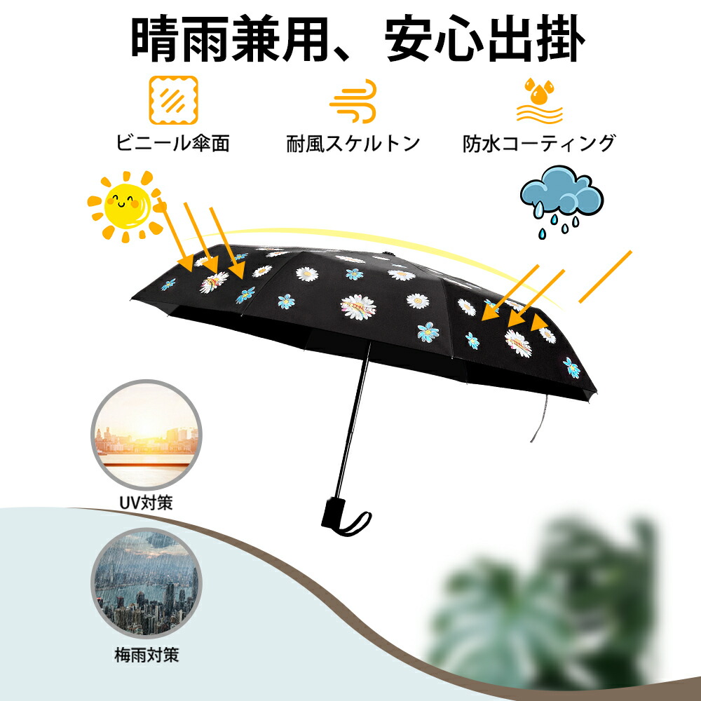 楽天市場 折りたたみ傘 自動開閉 ワンタッチ 日傘 8本骨 折り畳み傘 晴雨兼用 軽量 レディース 遮光率99 Uvカット 紫外線対策 傘 花柄 耐強風 梅雨対策 超撥水 丈夫 大きい Artpiece