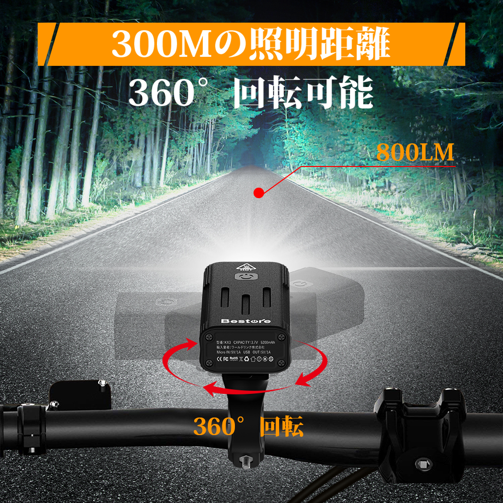 楽天市場 楽天１位 自転車 ライト Led 防水 Usb充電式 50mah マウンテンバイク ロードバイク クロスバイク 40時間使用可能 モバイルバッテリー機能付き 明るい サイクルライト 取り外し可能 ハイビーム ロービーム 盗難防止 Artpiece