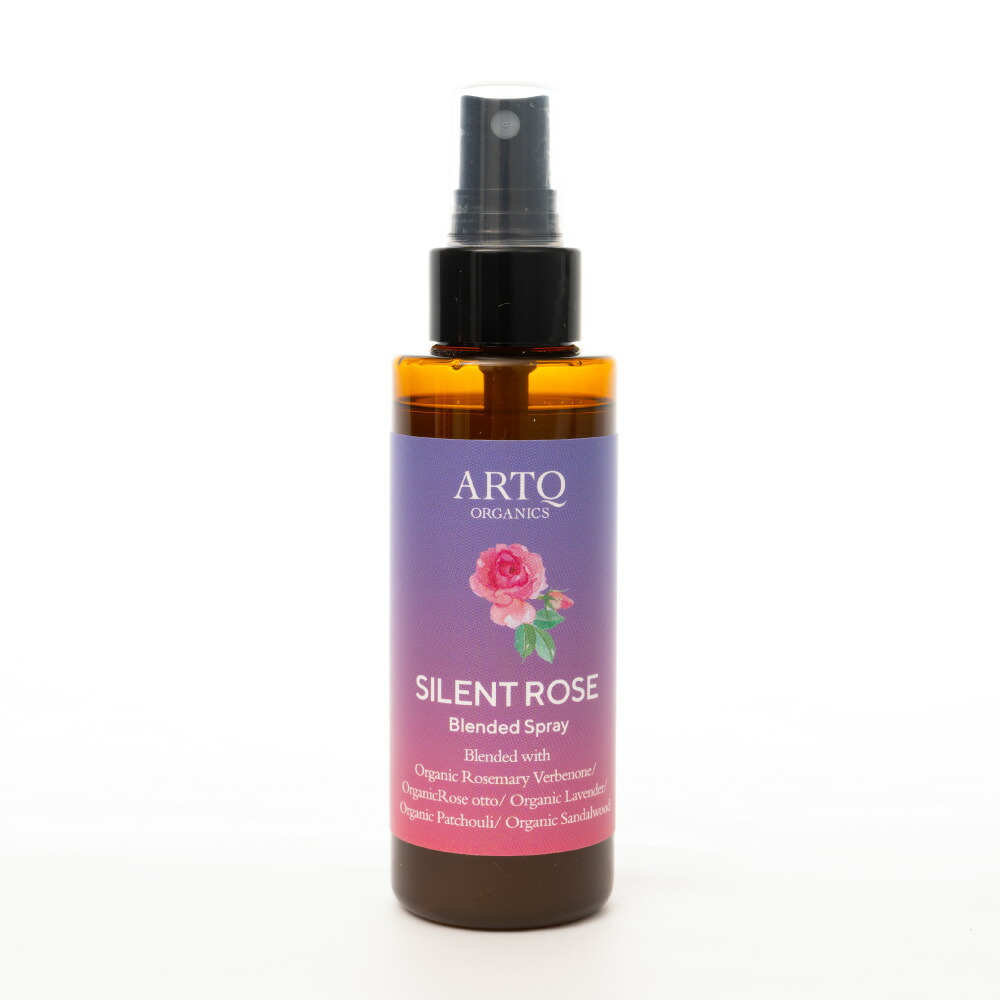 [クーポン配布中]ARTQ ORGANICS サイレントローズ ブレンドスプレー【100ml】 アロマティーク オーガニクス オーガニック アロマ アロマオイル 精油 エッセンシャルオイル ローズ 女性 PMS 華やか アロマセラピー ギフト プレゼント 実用的