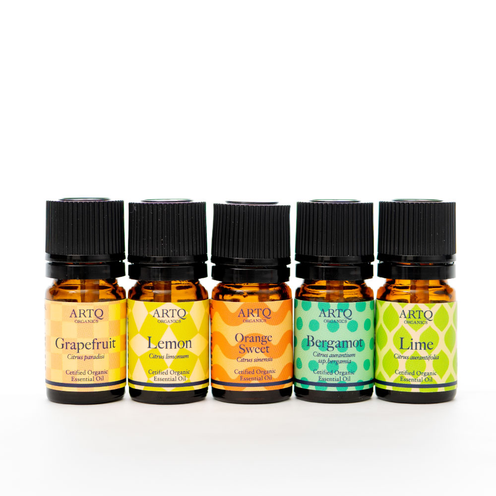 【4日20:00-5日P20倍】〔クーポン配布中〕ARTQ ORGANICS オーガニックシトラス”BEST5”セット【レモン オレンジ ベルガモット ライム グレープフルーツ 各5ml】 アロマティーク オーガニック アロマ アロマオイル 精油 エッセンシャルオイル シトラス 爽やか 香り 試香紙