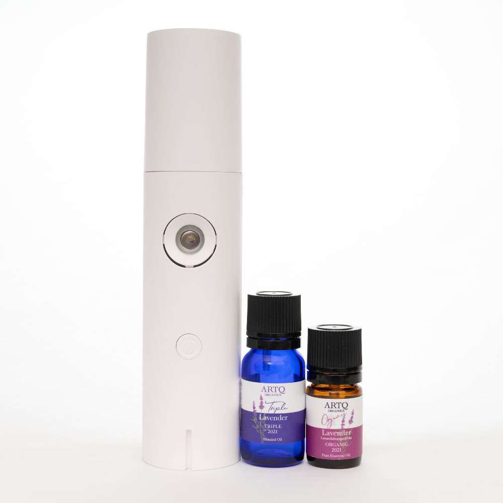 日全品倍 Artq Organics ラベンダーフェア21 ディフューザーセット アロマティーク オーガニクス オーガニック アロマ 精油 エッセンシャルオイル フランス産 ラベンダー アロマオイル リフラックス プレゼント アロマディフューザー 水を使わない コードレス